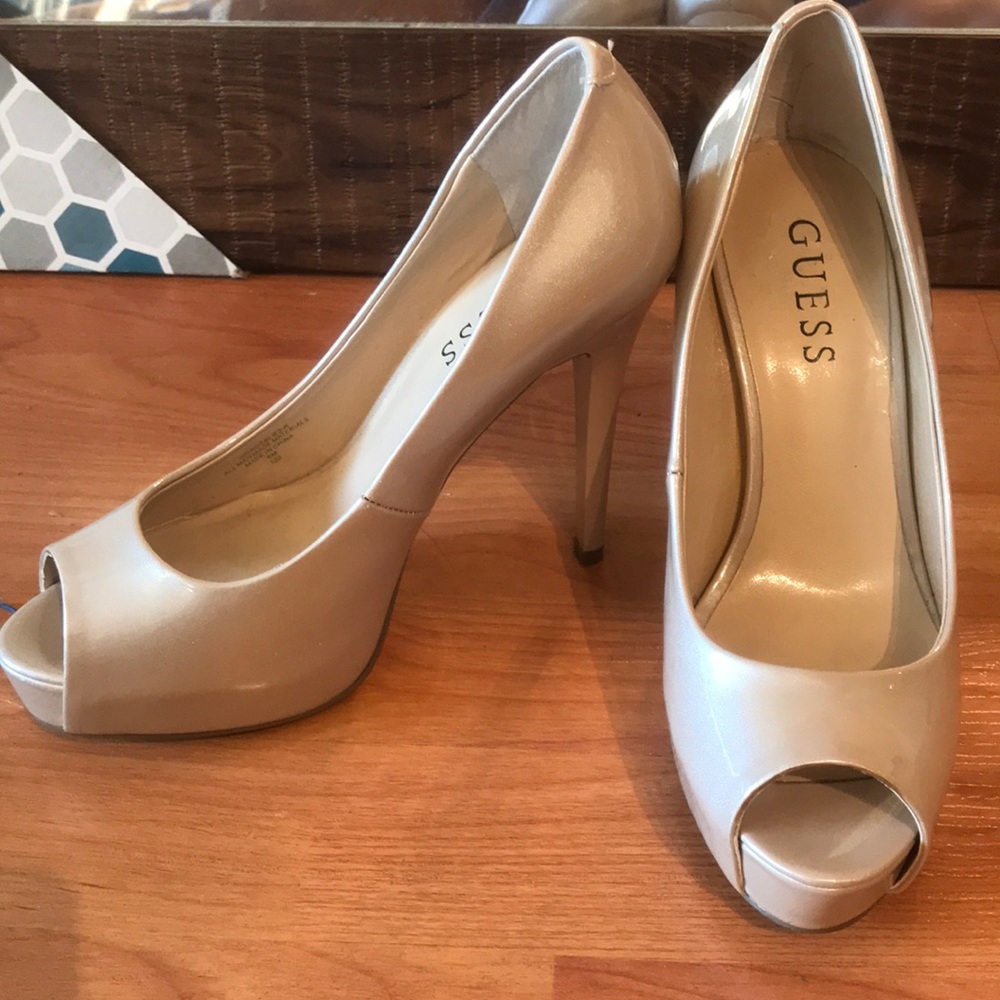 Guess Patent Leather Peep Toe Heels